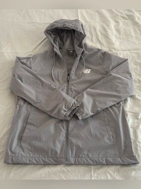 New Balance Light Gray Full-Zip Windbreaker Jacket – Men’s Large